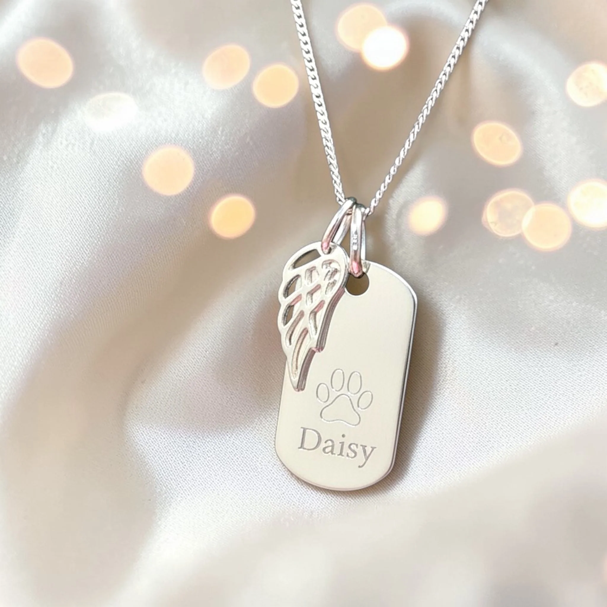 925 Silver Engraving Pendant with Angel Wing Charm - three shapes available