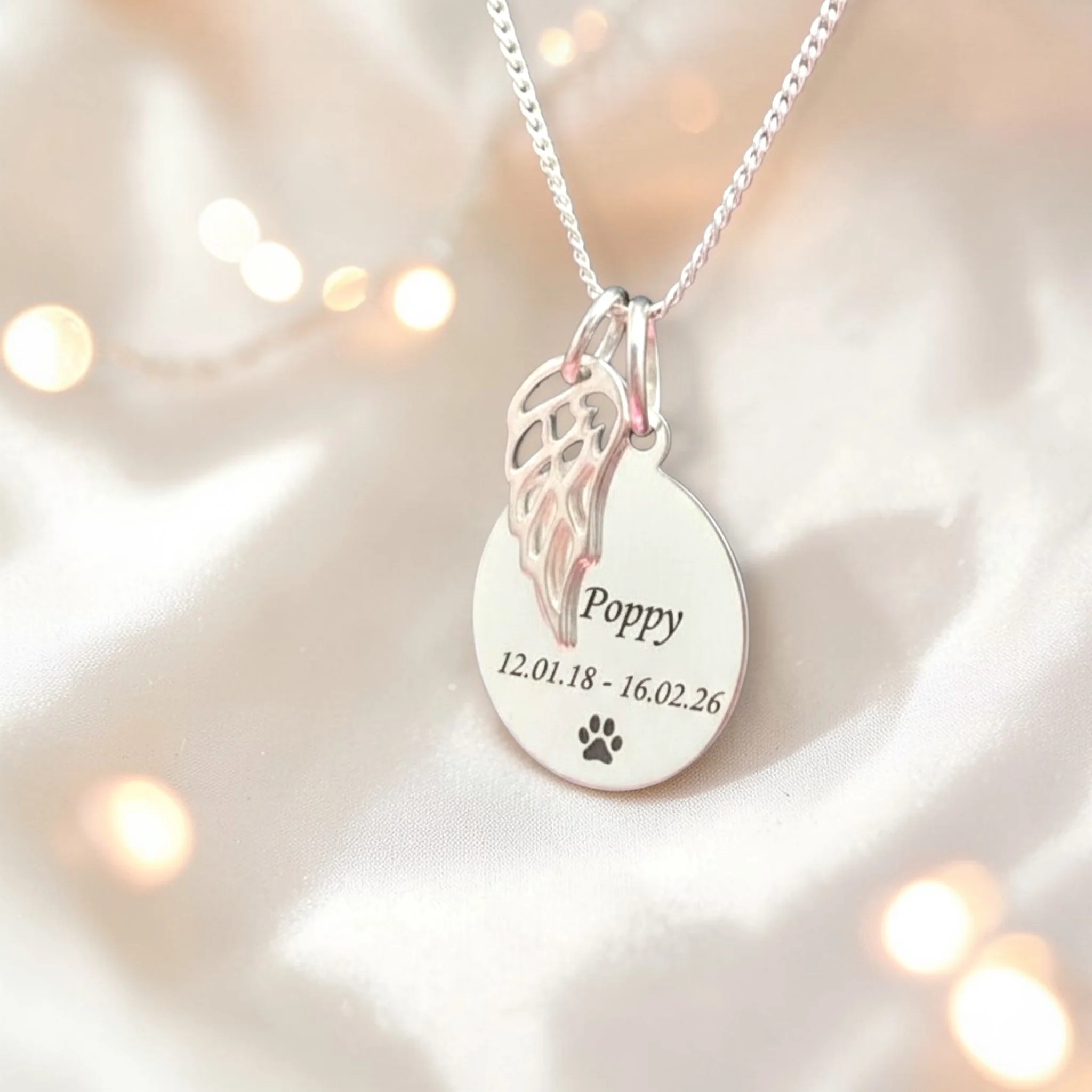925 Silver Engraving Pendant with Angel Wing Charm - three shapes available - Image 2