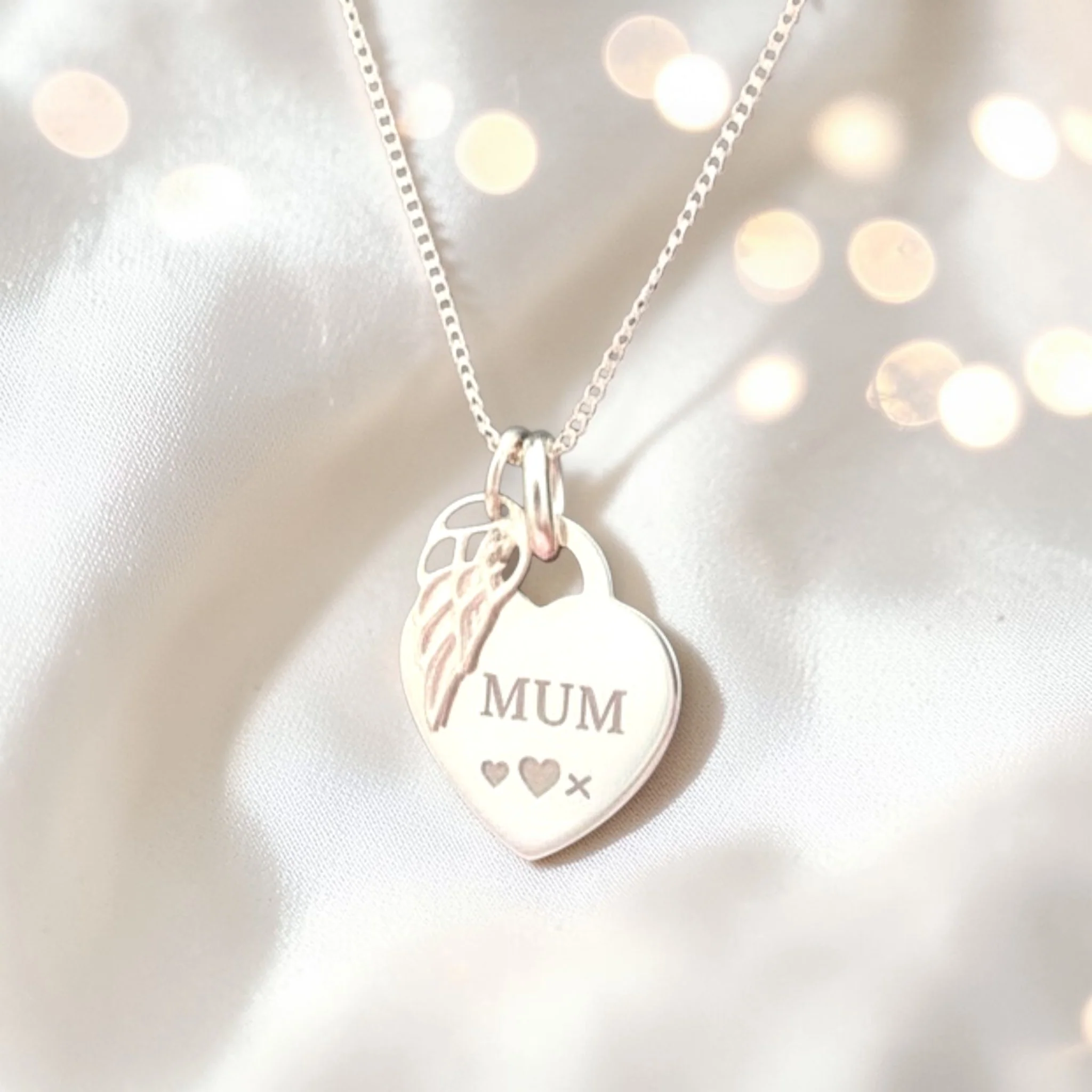 925 Silver Engraving Pendant with Angel Wing Charm - three shapes available - Image 3