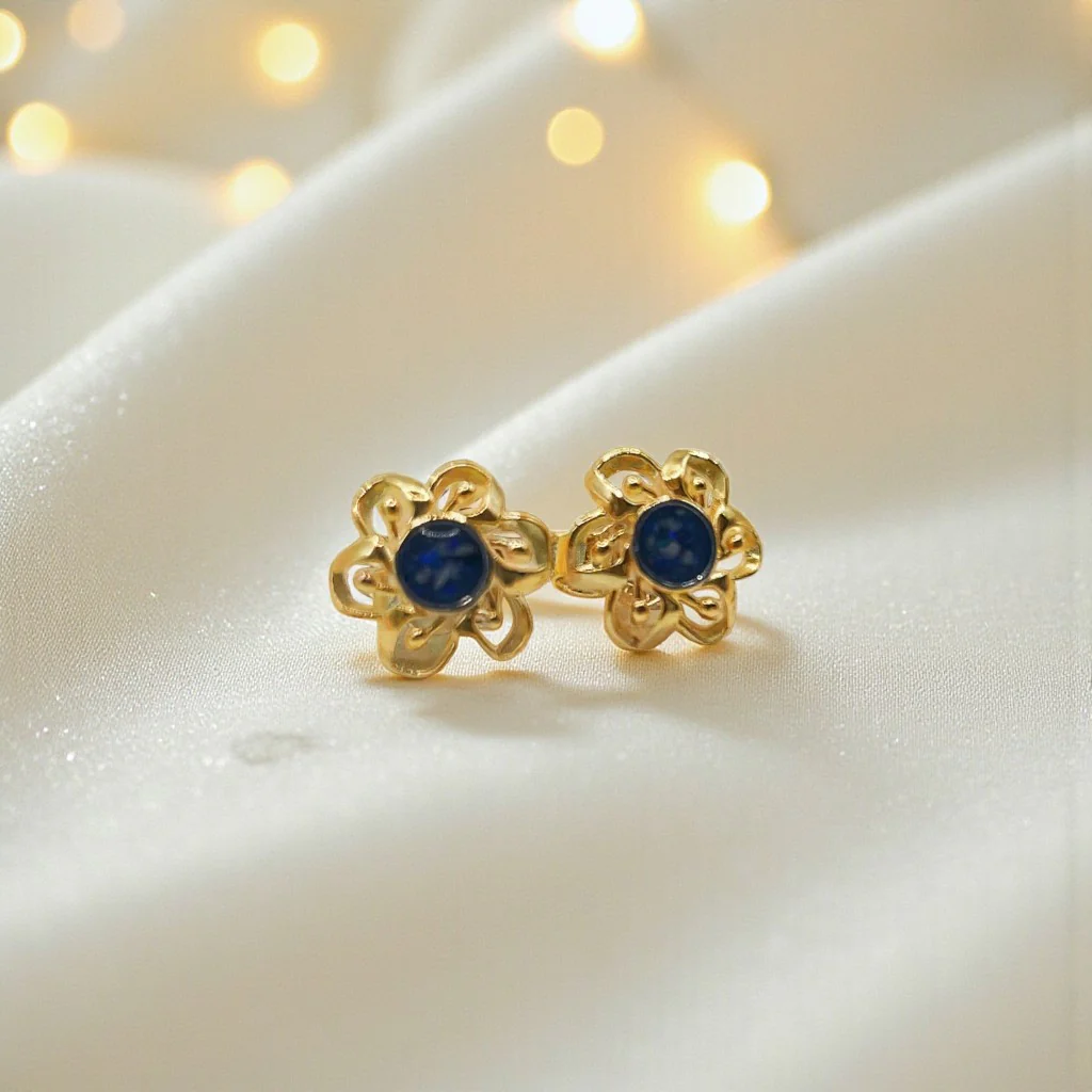 9ct Gold Flower Stud Earrings