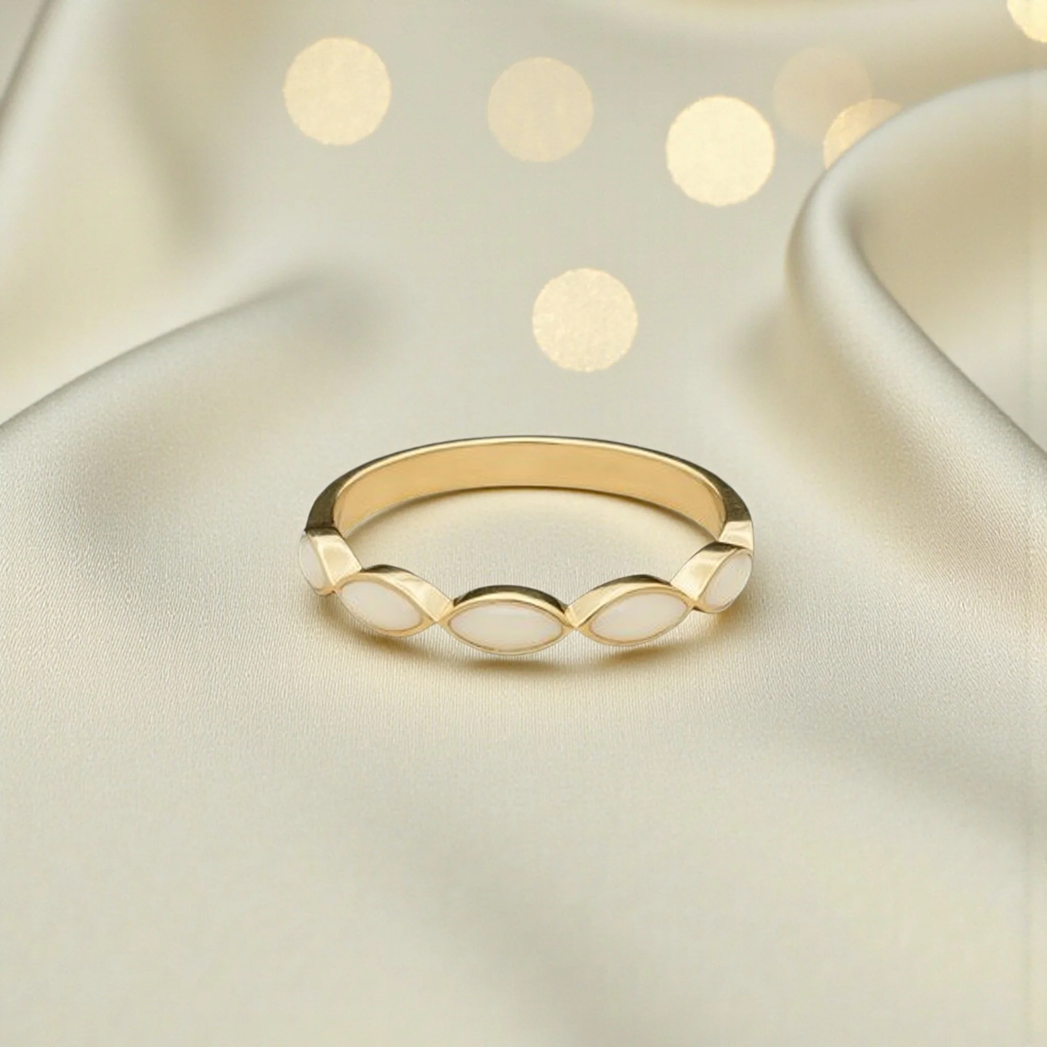9ct Gold (Half) Almond eye band ring **Made to Order**