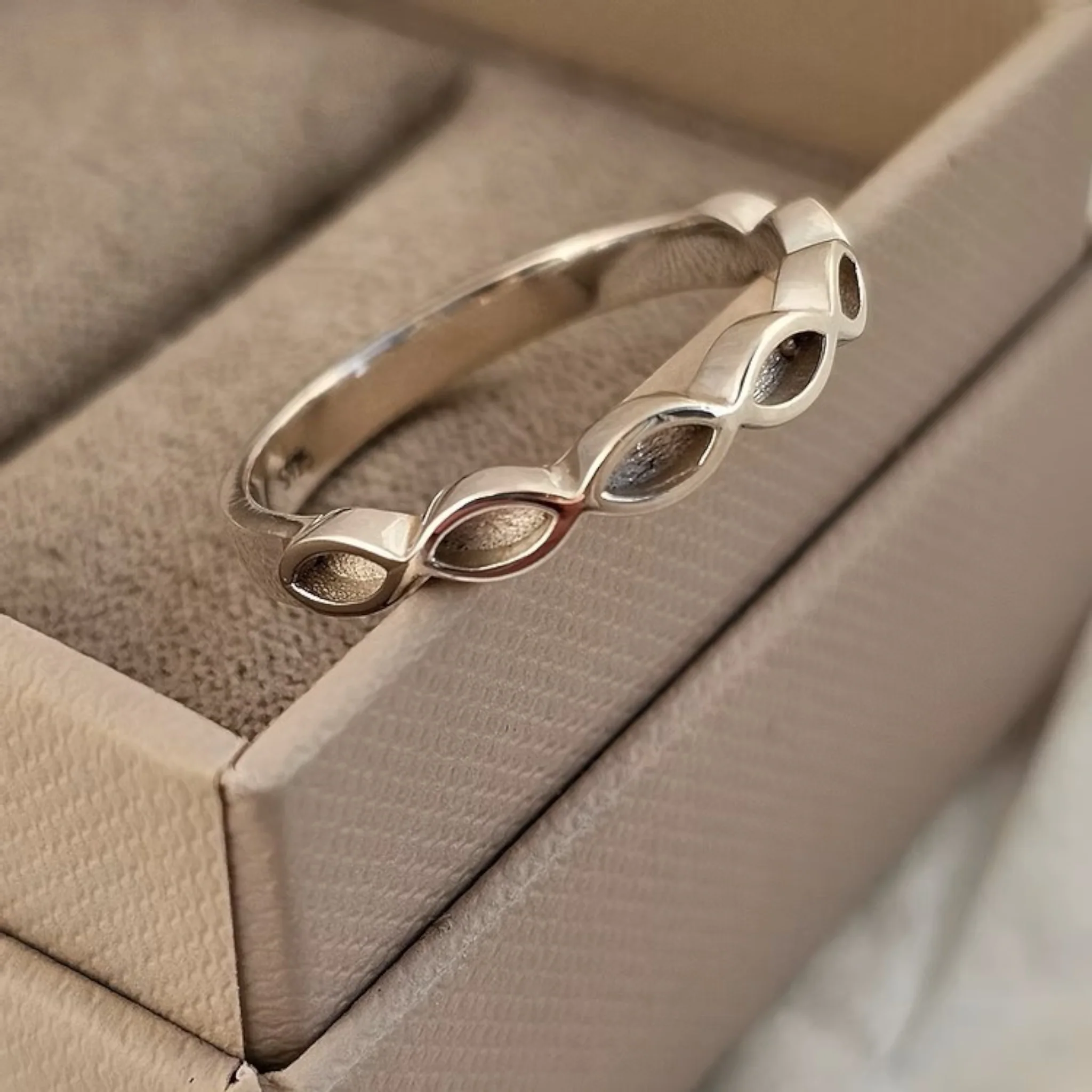 9ct Gold (Half) Almond eye band ring **Made to Order** - Image 2