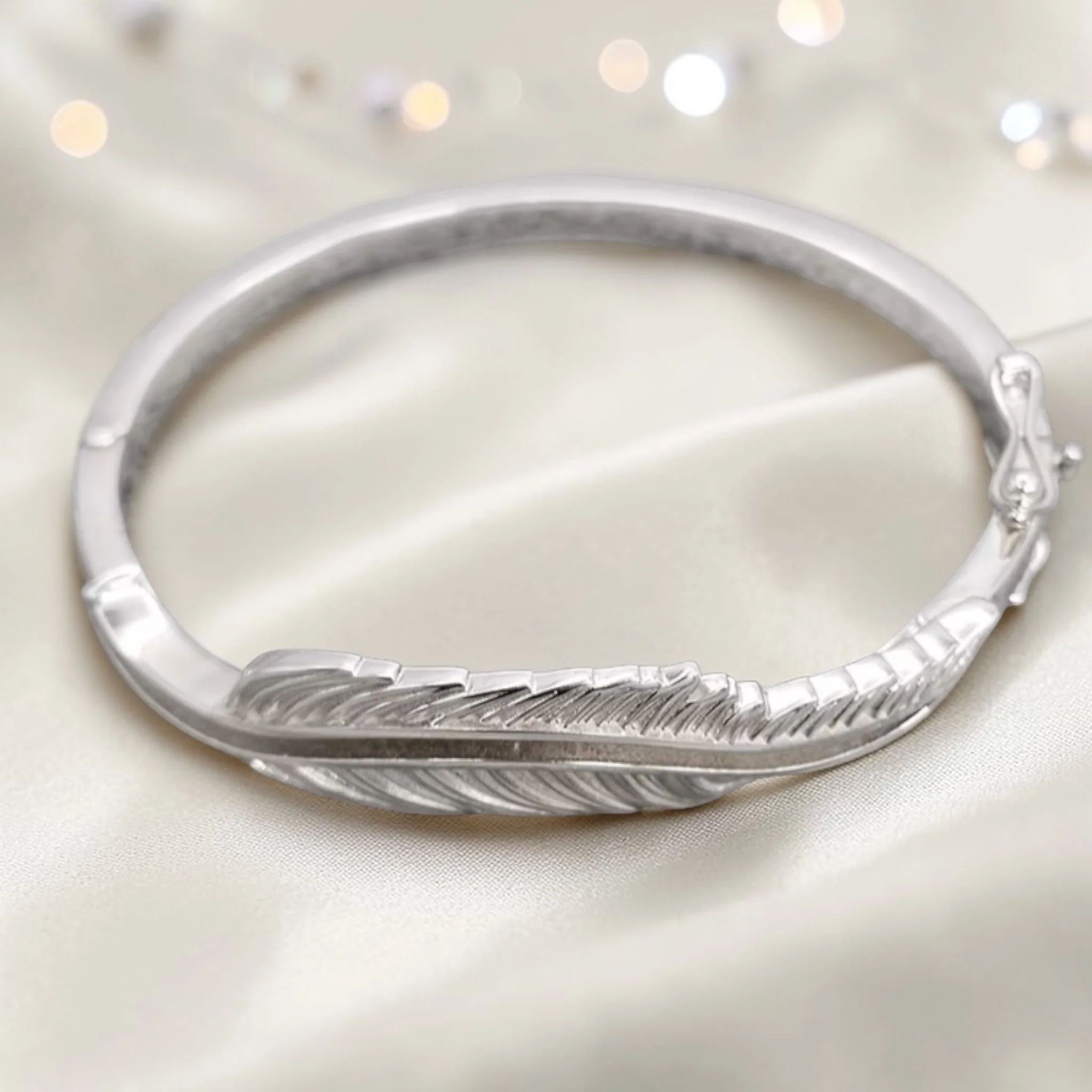 'Feather Whisper' Sterling Silver Bangle - Image 2