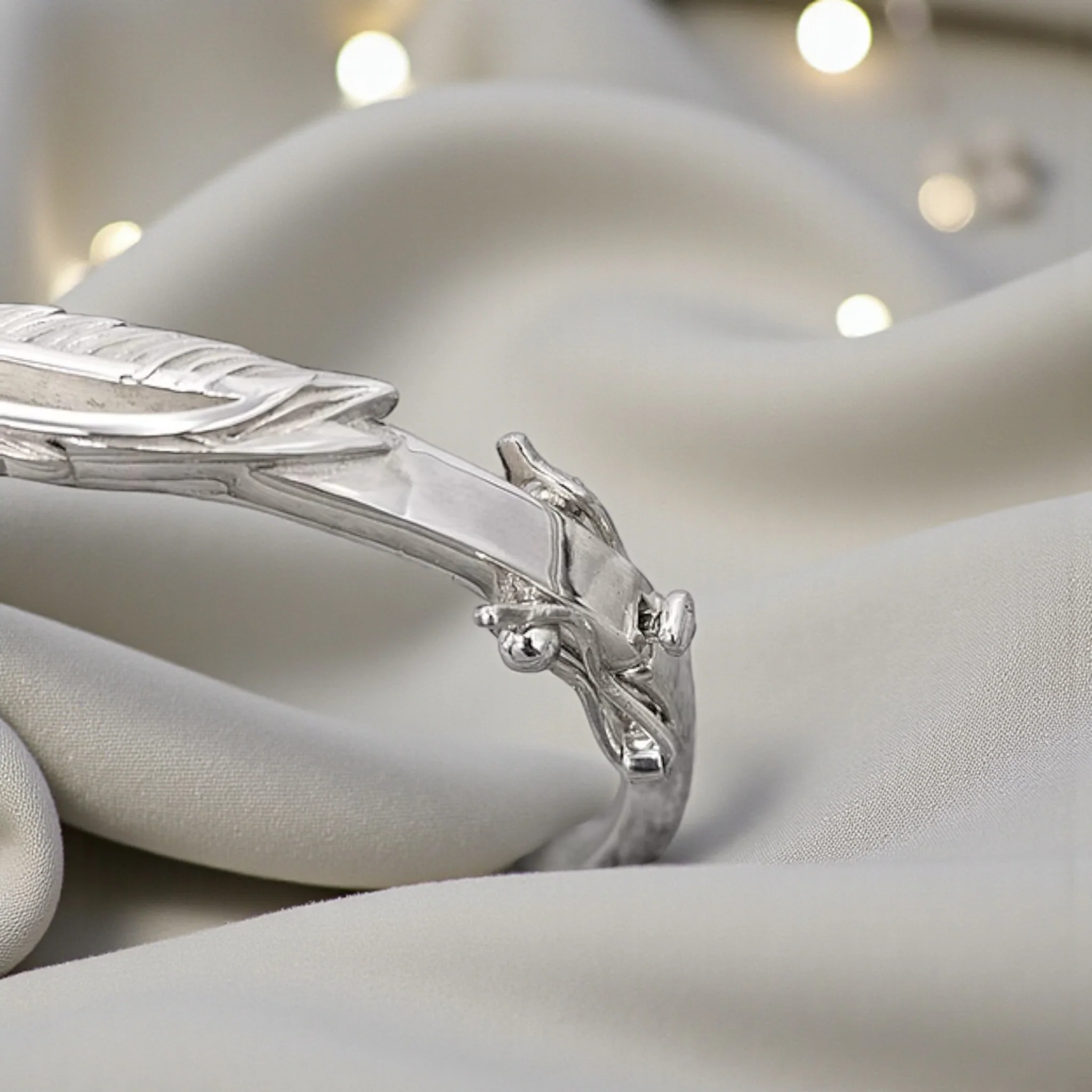 'Feather Whisper' Sterling Silver Bangle - Image 3
