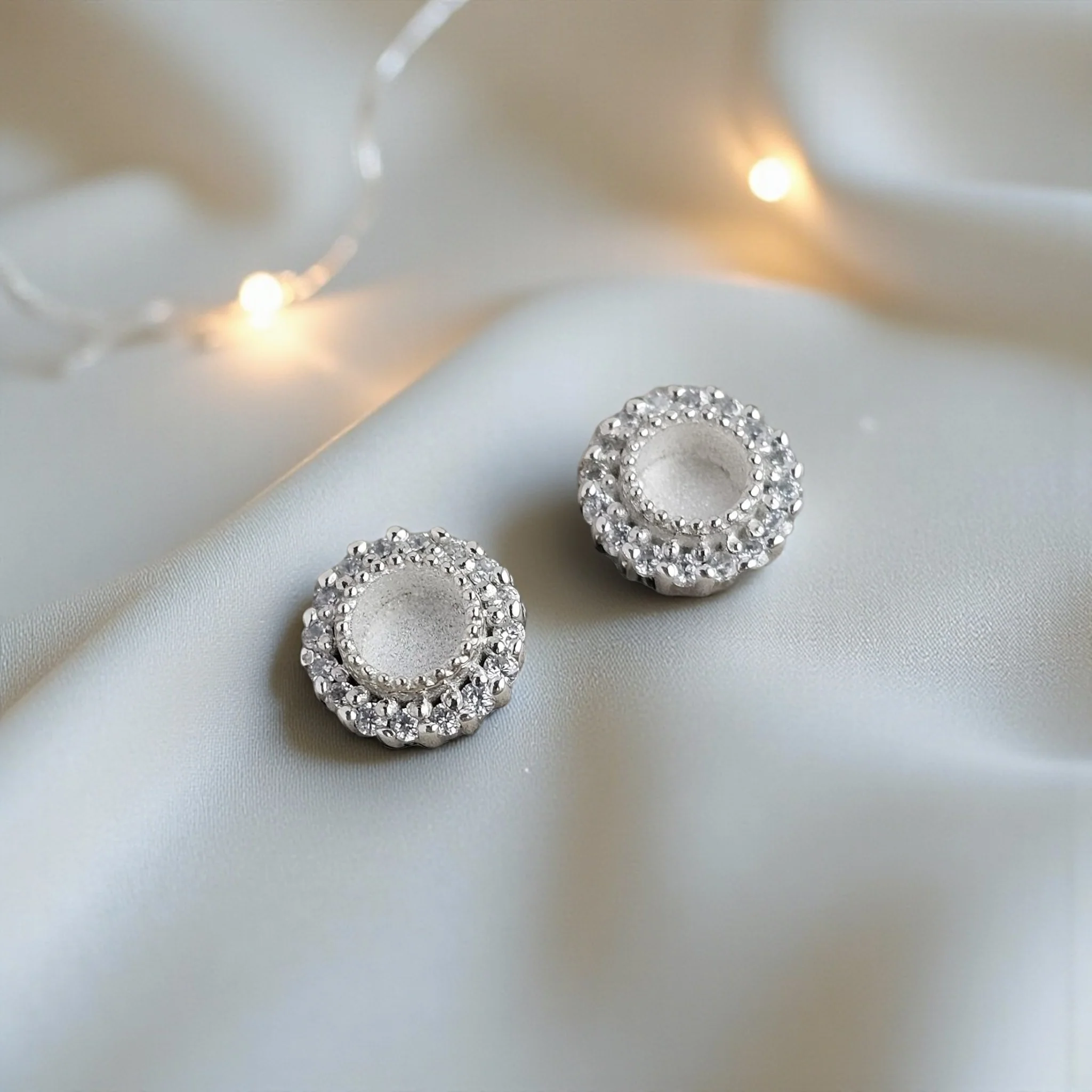 'Halo' Sterling Silver Ear Studs - Image 2