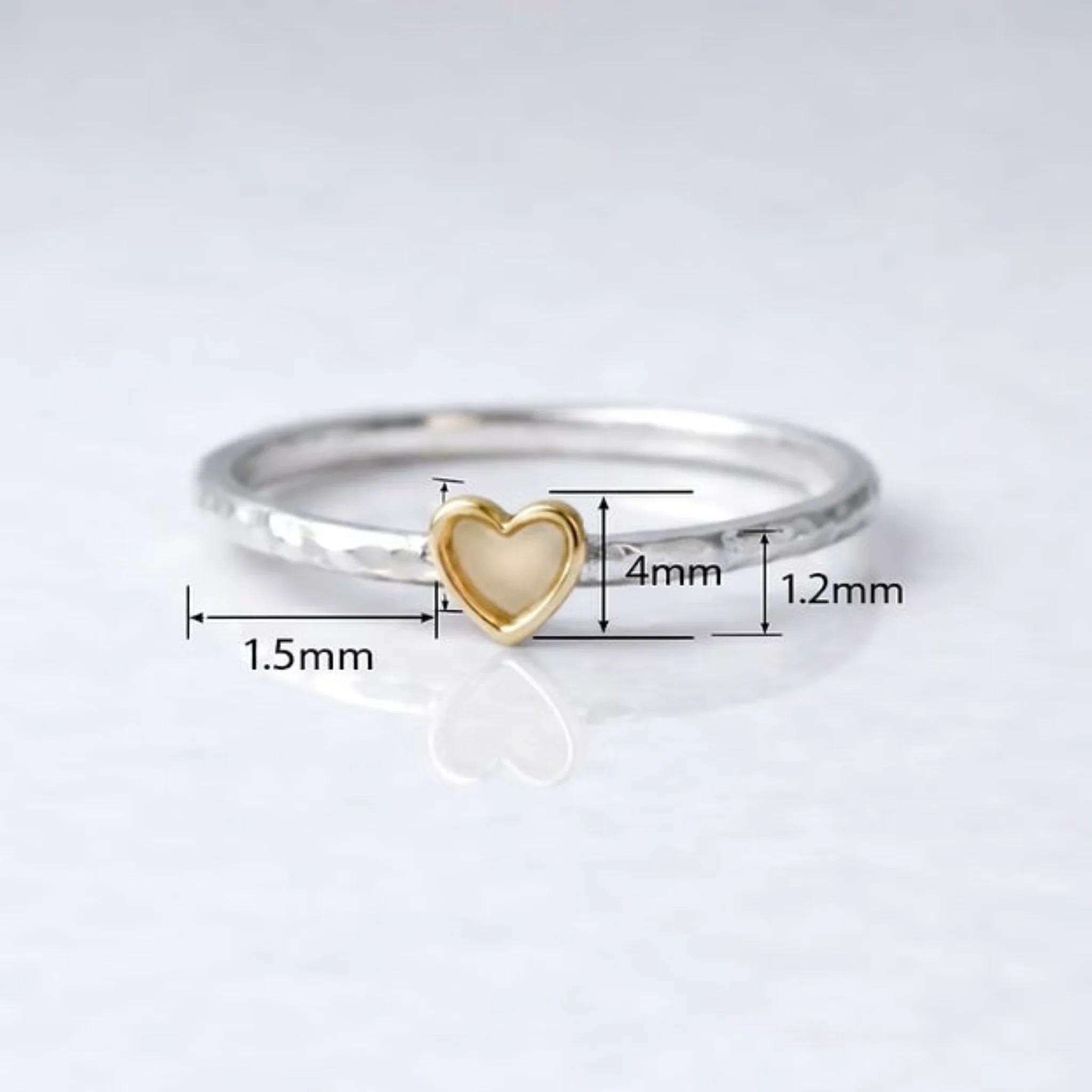 Hammered Petite Heart Ring - MADE TO ORDER - Image 3