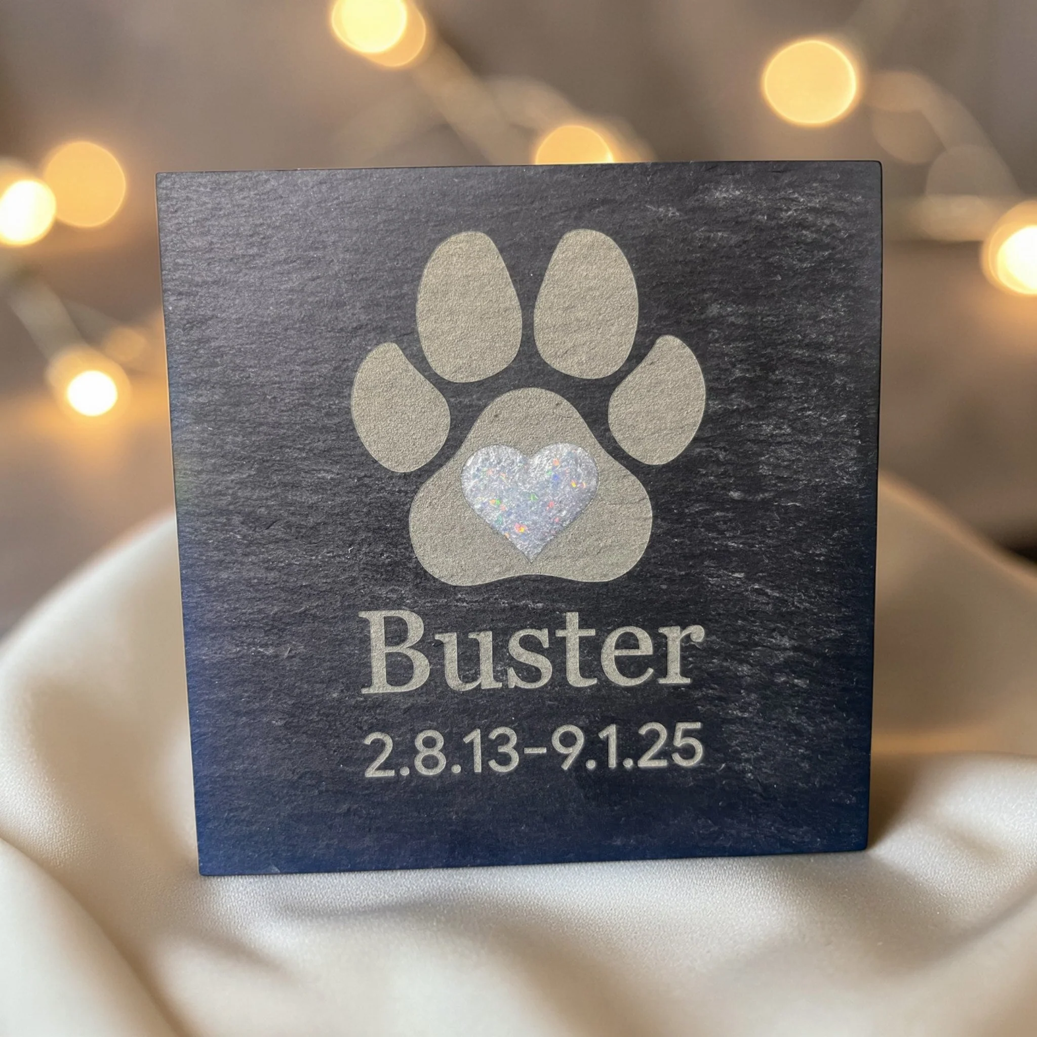 Paw Heart Slate Memorial Plaque