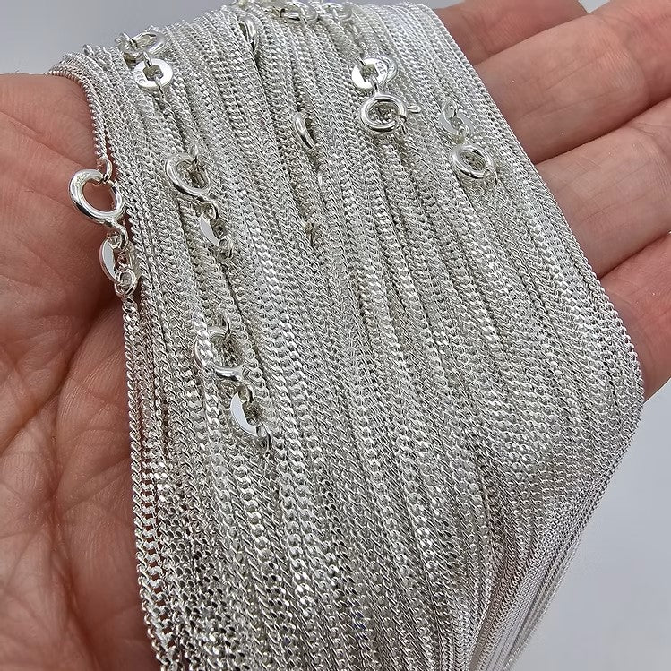 Silver 1.2mm Diamond Cut Curb Chain