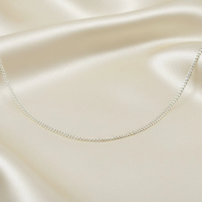 Silver 1.2mm Diamond Cut Curb Chain - Image 2