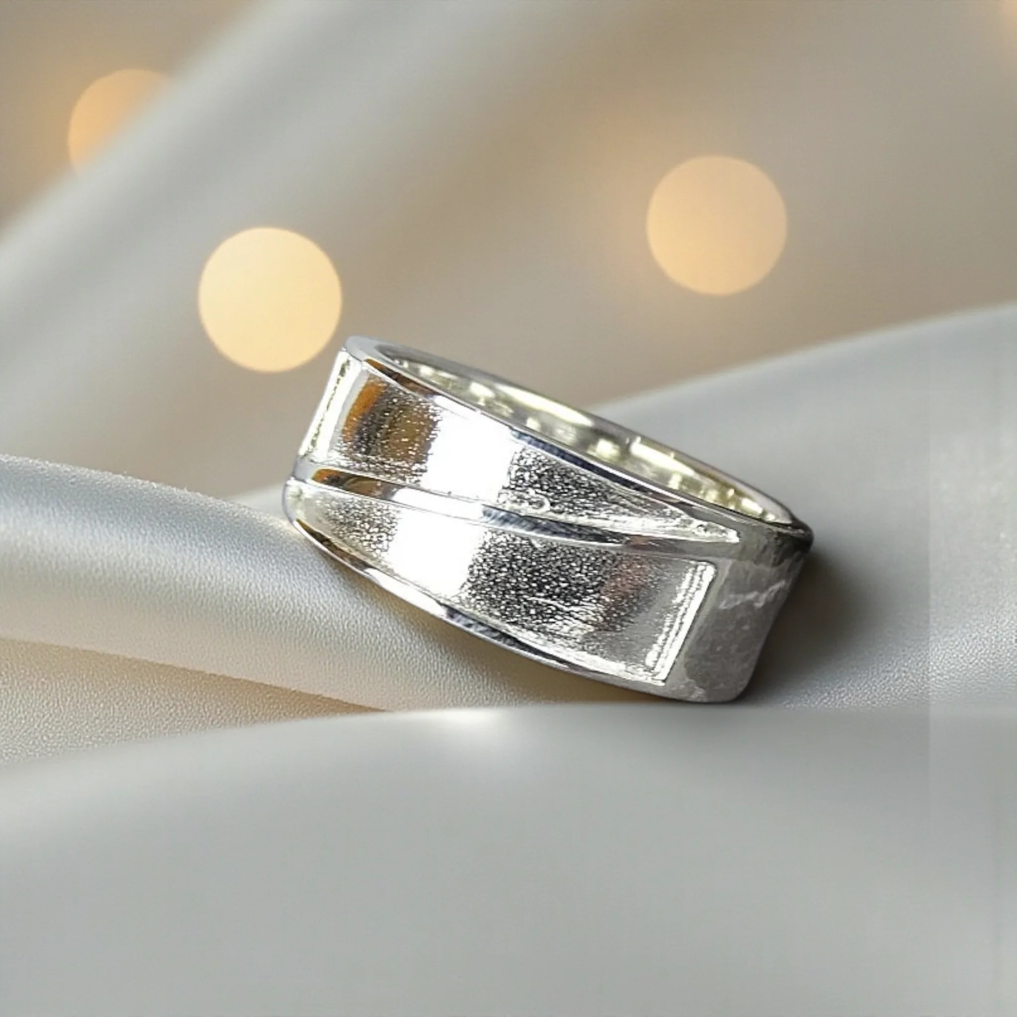 'Two Paths' Mens Sterling Silver Band Ring